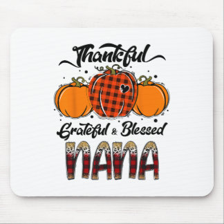 Thankful Grateful Blessed Nana Plaid Thanksgiving Mouse Mat