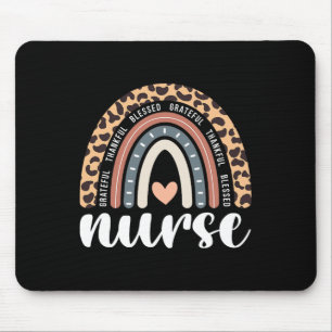 Thankful Grateful Blessed Nurse Thanksgiving Rainb Mouse Mat