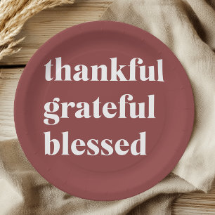 Thankful Grateful Blessed Paper Plate