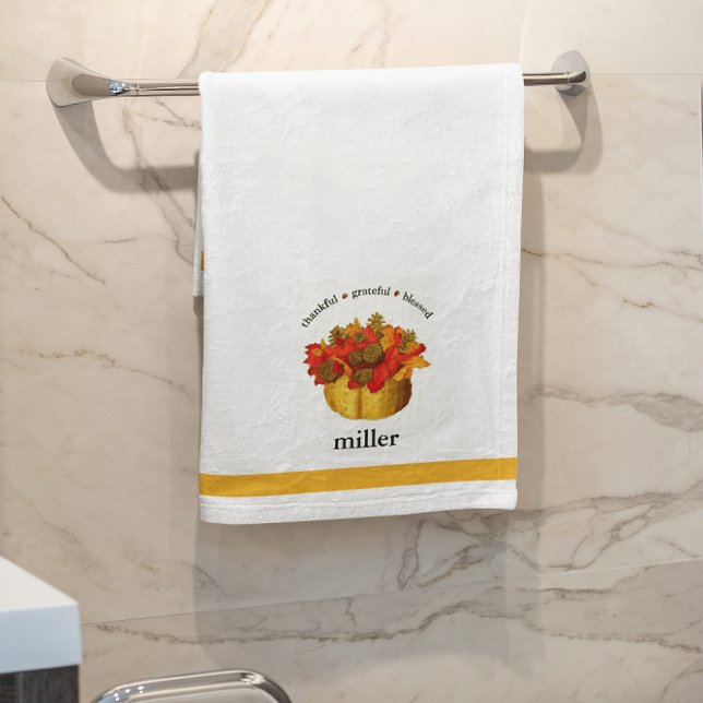Thankful Grateful Blessed Personalised Bath Towel (Creator Uploaded)