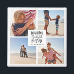 Thankful grateful blessed photo thanksgiving   magnet<br><div class="desc">Thankful grateful blessed multi photo thanksgiving holiday card. Hand written script text design.</div>