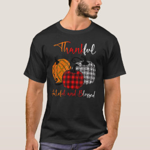 Thankful Grateful Blessed Plaid Pumpkin Thanksgivi T-Shirt