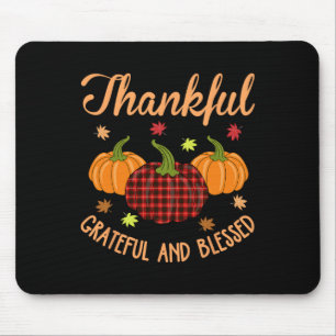 Thankful Grateful Blessed Plaid Shirt Thanksgiving Mouse Mat