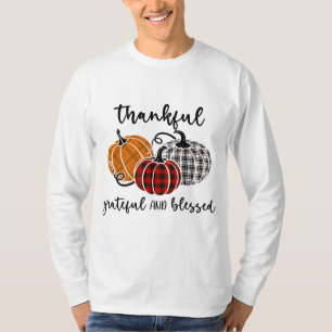 Thankful Grateful Blessed Plaid Thanksgiving Men W T-Shirt