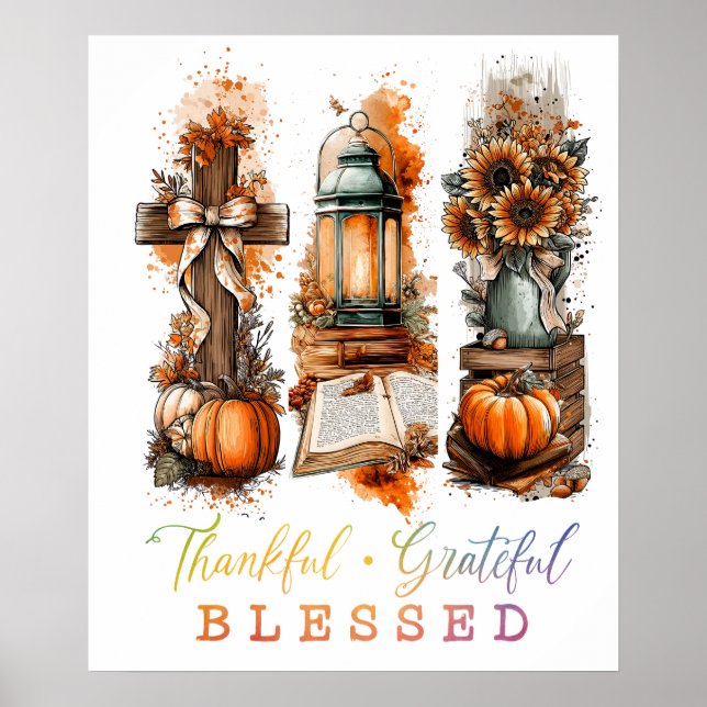 Thankful Grateful Blessed  Poster (Front)