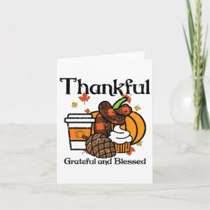 Thankful Grateful Blessed Pumpkin Coffee Thanksgiv Card