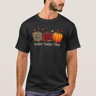 Thankful Grateful Blessed Pumpkin Leopard Fall Tha T-Shirt