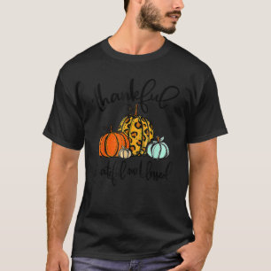 Thankful Grateful Blessed Pumpkin Leopard Plaid Th T-Shirt