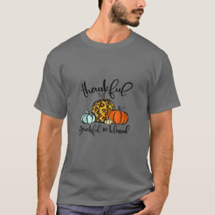 Thankful Grateful Blessed Pumpkin Leopard Plaid Th T-Shirt