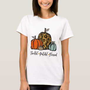 Thankful Grateful Blessed Pumpkin Thanksgiving Day T-Shirt