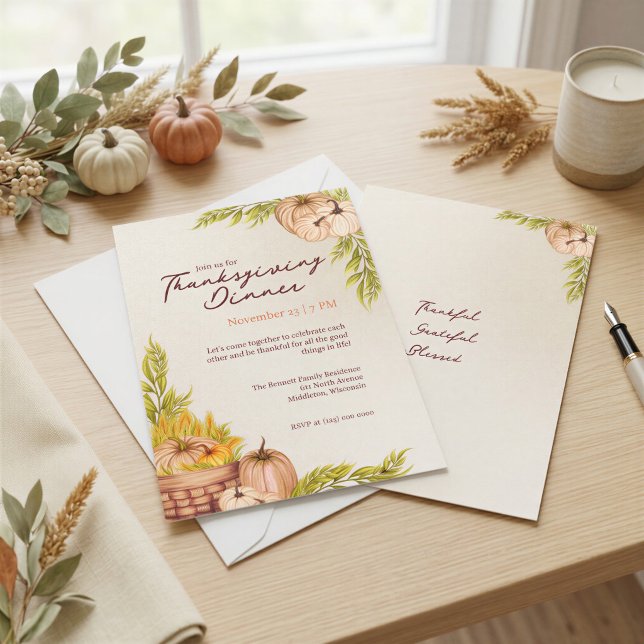 Thankful Grateful Blessed Pumpkin Thanksgiving Invitation (Creator Uploaded)