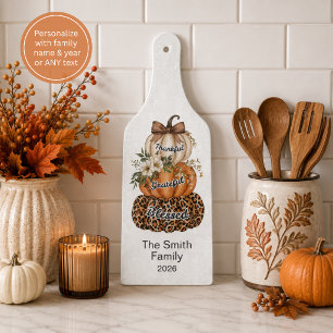 Thankful Grateful Blessed Pumpkins Charcuterie Cutting Board