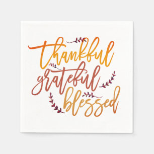 Thankful Grateful Blessed Quote Thanksgiving Napkin