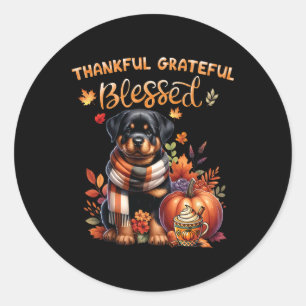 Thankful Grateful Blessed Rottweiler Dog Fall Y'al Classic Round Sticker