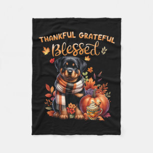 Thankful Grateful Blessed Rottweiler Dog Fall Y'al Fleece Blanket