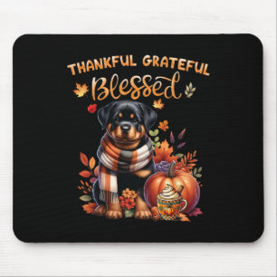 Thankful Grateful Blessed Rottweiler Dog Fall Y'al Mouse Mat