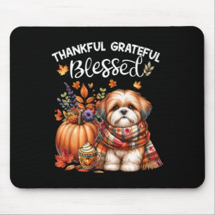 Thankful Grateful Blessed Shih Tzu Dog Fall Y'all Mouse Mat
