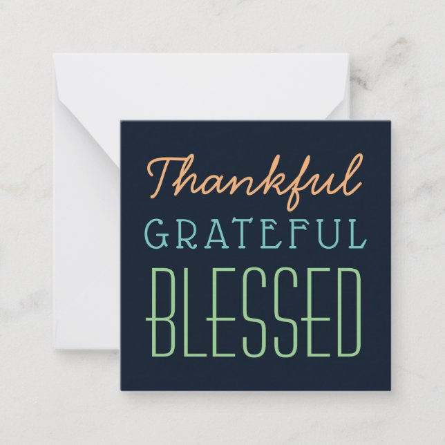 Thankful Grateful Blessed Simple Thank You Card (Front)