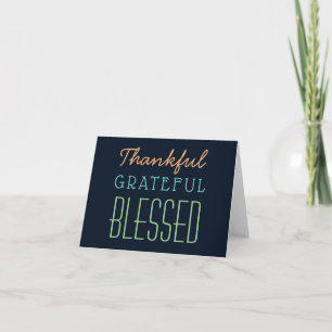 Thankful Grateful Blessed Simple Thank You Note Card