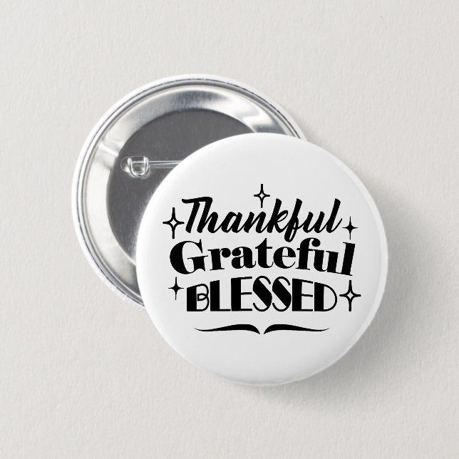 Thankful, Grateful, Blessed Sparkling Thanksgiving 6 Cm Round Badge (Front & Back)