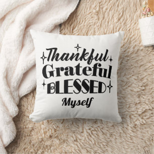 Thankful, Grateful, Blessed Sparkling Thanksgiving Cushion