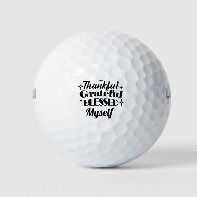 Thankful, Grateful, Blessed Sparkling Thanksgiving Golf Balls (Front)