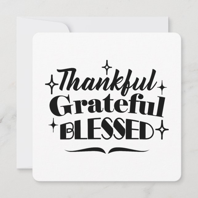Thankful, Grateful, Blessed Sparkling Thanksgiving Holiday Card (Front)