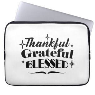 Thankful, Grateful, Blessed Sparkling Thanksgiving Laptop Sleeve