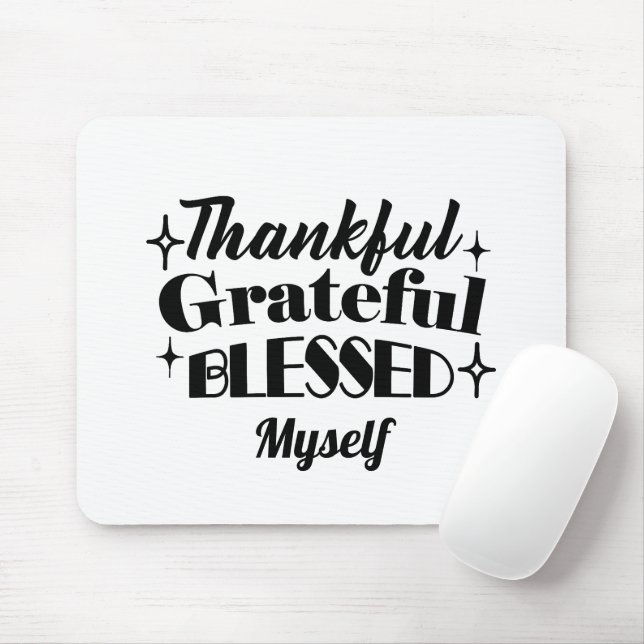 Thankful, Grateful, Blessed Sparkling Thanksgiving Mouse Mat (With Mouse)