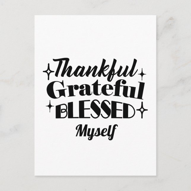 Thankful, Grateful, Blessed Sparkling Thanksgiving Postcard (Front)