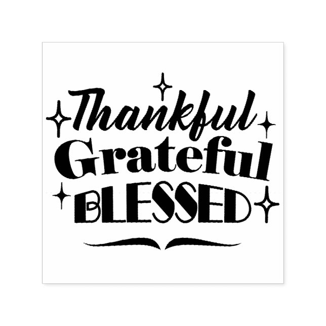 Thankful, Grateful, Blessed Sparkling Thanksgiving Self-inking Stamp (Design)