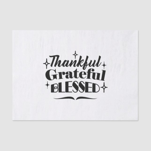 Thankful, Grateful, Blessed Sparkling Thanksgiving Tissue Paper (Front)
