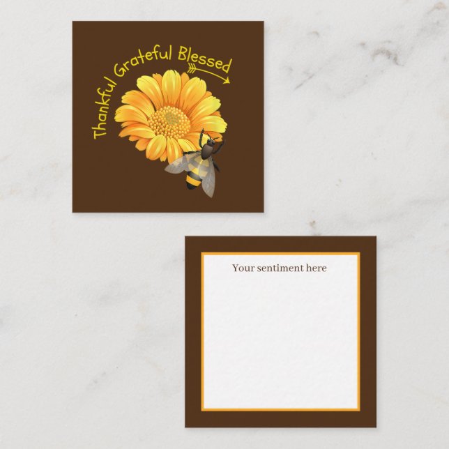 Thankful Grateful Blessed sunflower personalise Card (Front/Back)