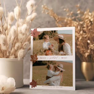 Thankful, Grateful, Blessed Thankgiving photo Holiday Card