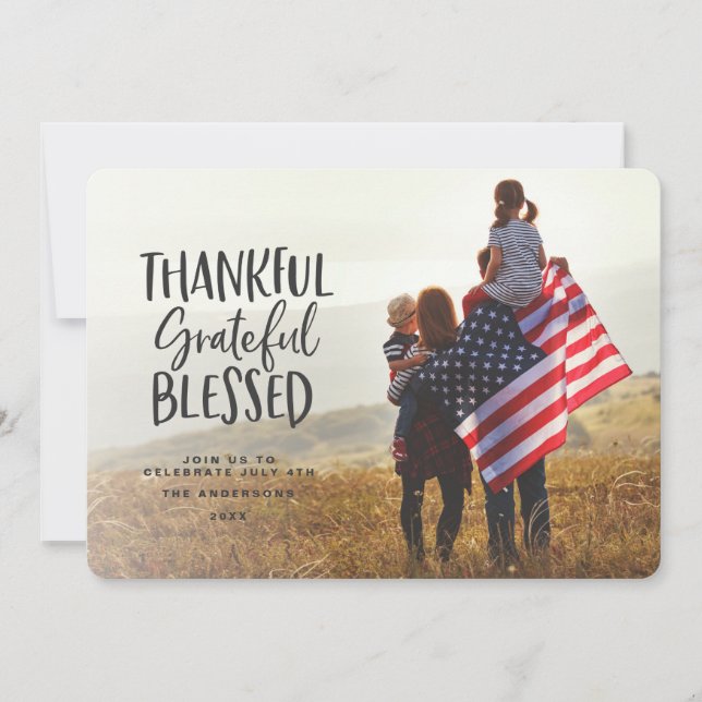 Thankful, grateful, blessed thanksgiving 4th july  (Front)