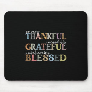 Thankful Grateful Blessed Thanksgiving Autumn Fall Mouse Mat