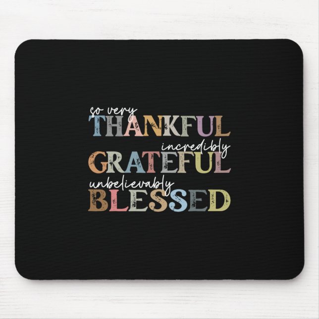 Thankful Grateful Blessed Thanksgiving Autumn Fall Mouse Mat (Front)