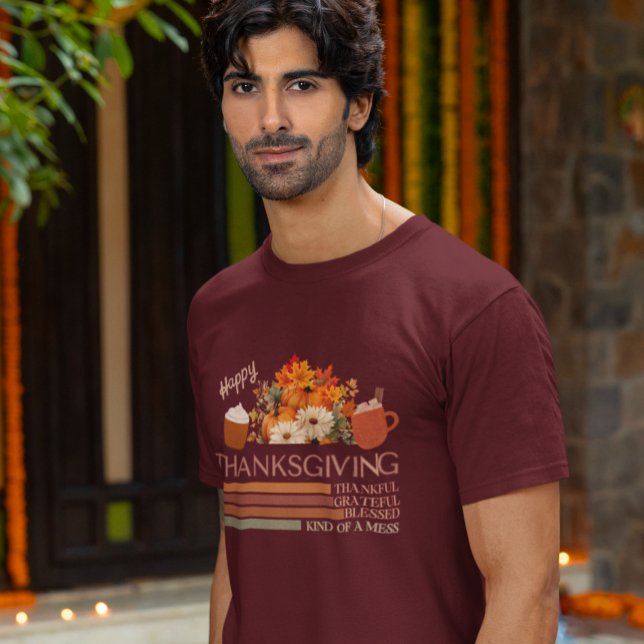 Thankful Grateful Blessed-Thanksgiving Design T-Shirt (Creator Uploaded)