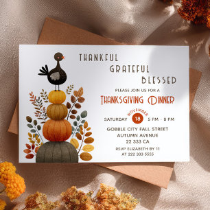 Thankful Grateful Blessed Thanksgiving Dinner  Invitation