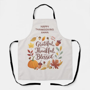 Thankful Grateful Blessed Thanksgiving Fall Apron