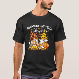 Thankful Grateful Blessed Thanksgiving Fall Gnomes T-Shirt