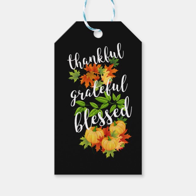 THANKFUL GRATEFUL BLESSED THANKSGIVING GIFT TAGS (Front)