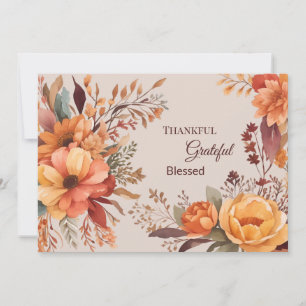 Thankful grateful blessed Thanksgiving Greeting  Holiday Card