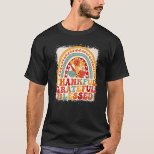 Thankful Grateful Blessed Thanksgiving Groovy Rain T-Shirt