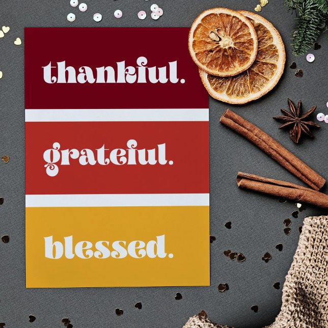 Thankful Grateful Blessed Thanksgiving Holiday Card (Creator Uploaded)