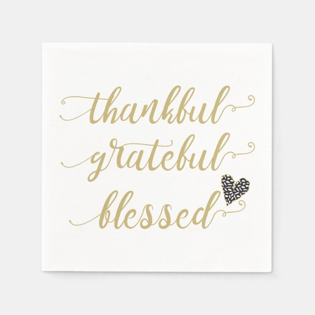 thankful grateful blessed thanksgiving holiday napkin (Front)