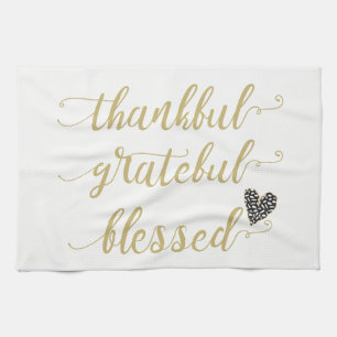 thankful grateful blessed thanksgiving holiday tea towel