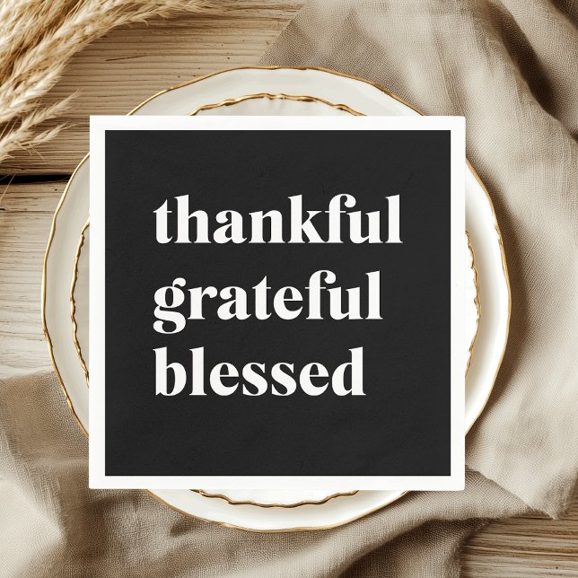 Thankful Grateful Blessed Thanksgiving Napkin (Creator Uploaded)