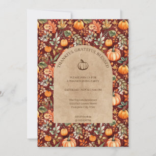 Thankful Grateful Blessed Thanksgiving Party Invitation