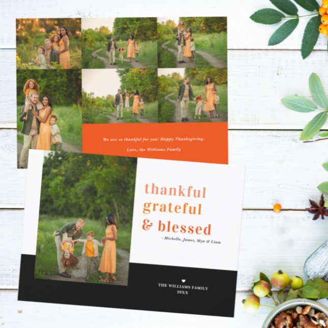 Thankful Grateful Blessed Thanksgiving Photo Card (Creator Uploaded)